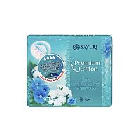 Прокладки гигиенические SAYURI Premium Cotton НОЧНЫЕ (5 капель) (32 см), 7 шт