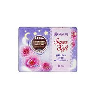 Прокладки гигиенические SAYURI Super Soft НОЧНЫЕ (5 капель) (32 см), 7 шт